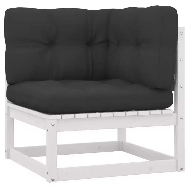 vidaXL Salon de jardin Blanc Bois de pin massif, Polyester Grande taille