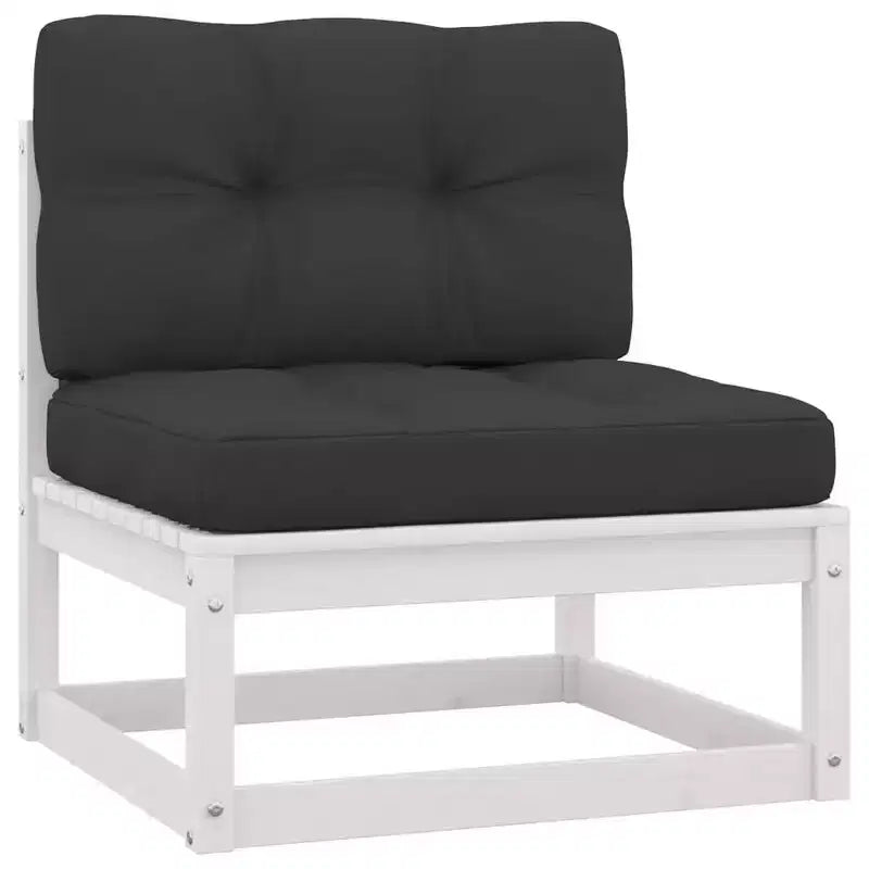vidaXL Salon de jardin Blanc Bois de pin massif, Polyester Grande taille