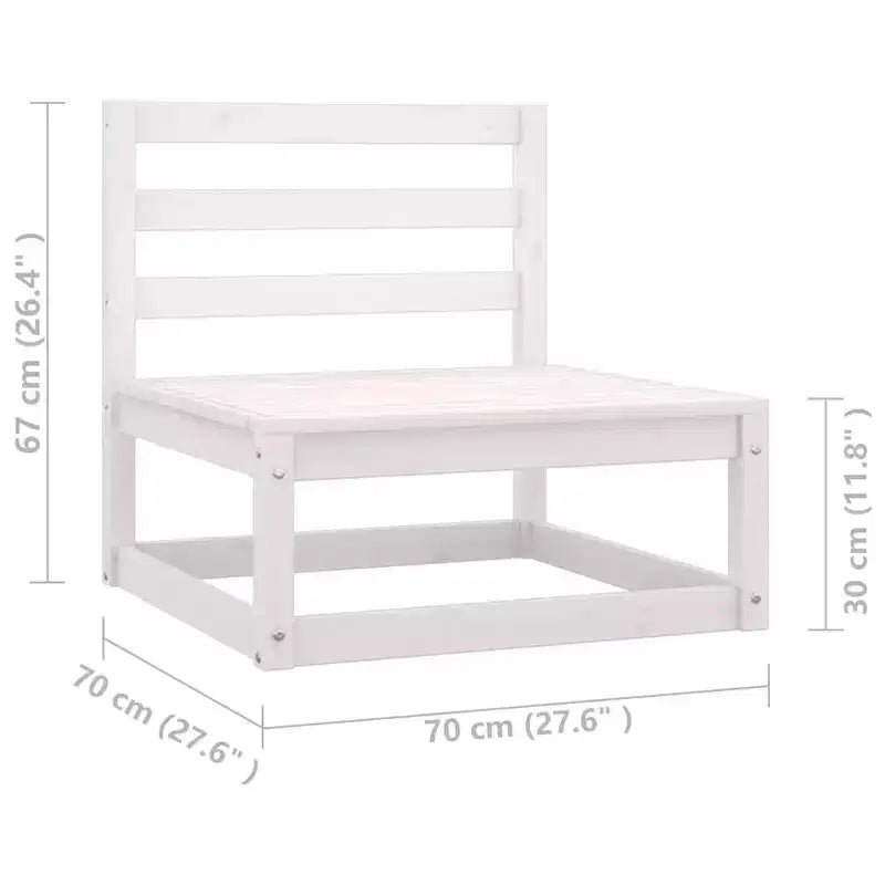 vidaXL Salon de jardin Blanc Bois de pin massif, Polyester Grande taille
