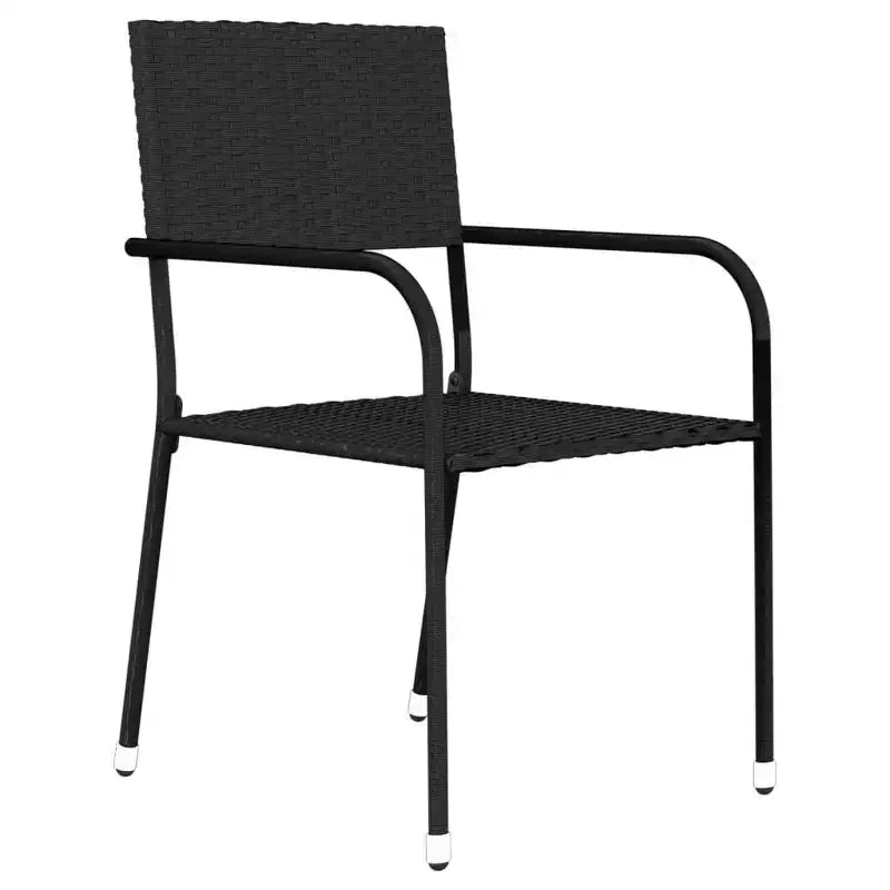 vidaXL Salon de Jardin Noir Acier, Résine Tressée Standard Empilable - 55.1 Longueur Table Noir 4 Pièces