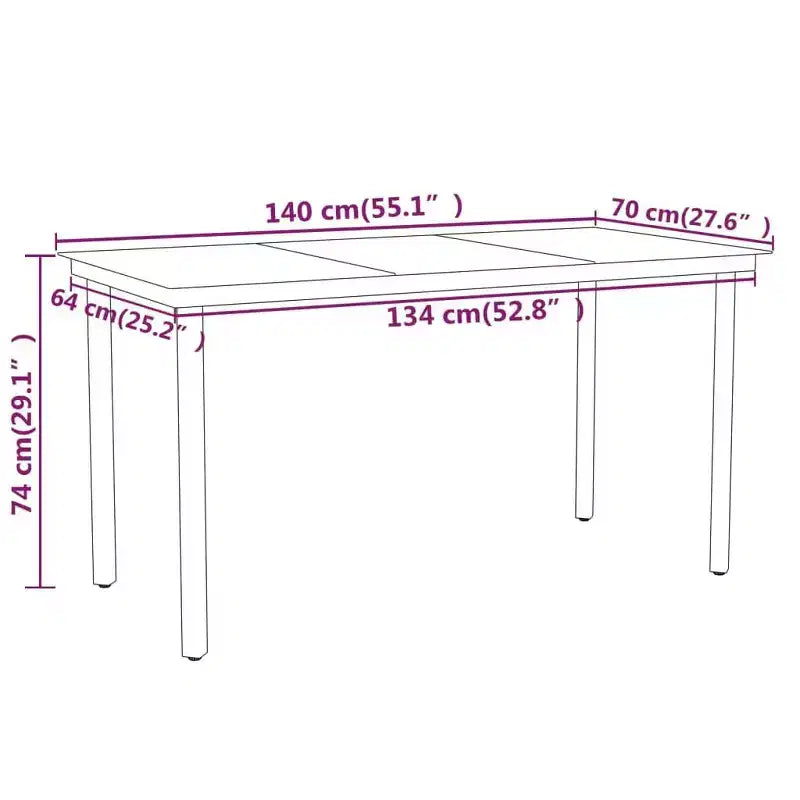 vidaXL Salon de Jardin Noir Acier, Résine Tressée Standard Empilable - 55.1 Longueur Table Noir 4 Pièces