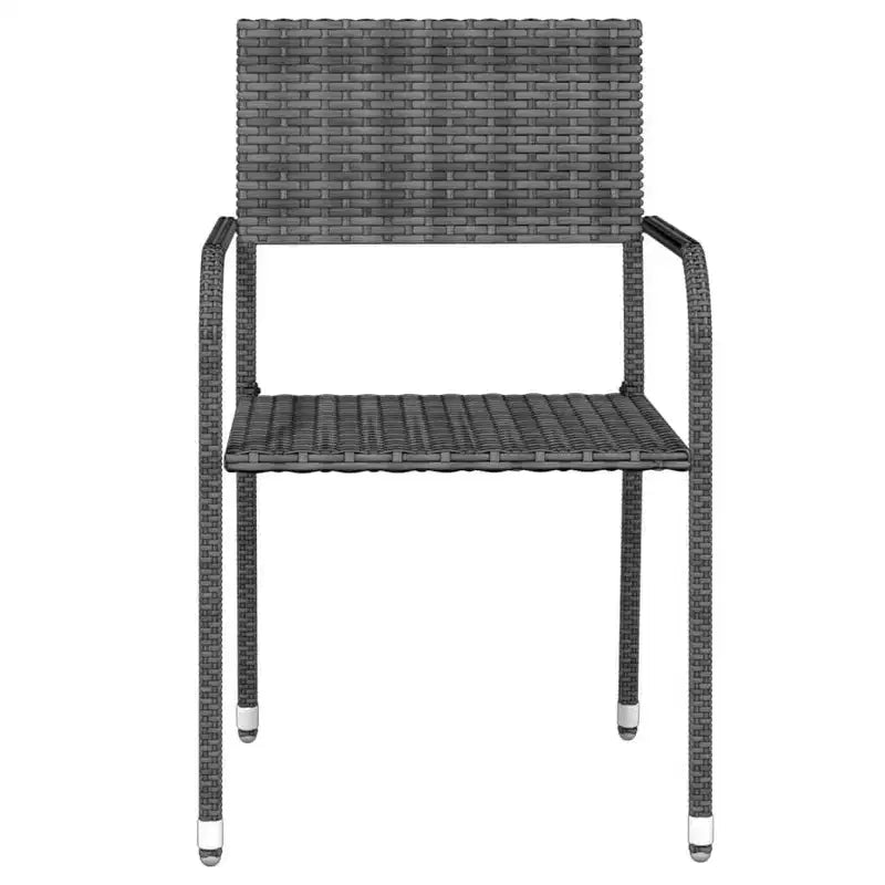 vidaXL Salon de jardin noir en résine tressée, acier thermolaqué, verre - gris - Longueur de la table 140 cm - 4 articles