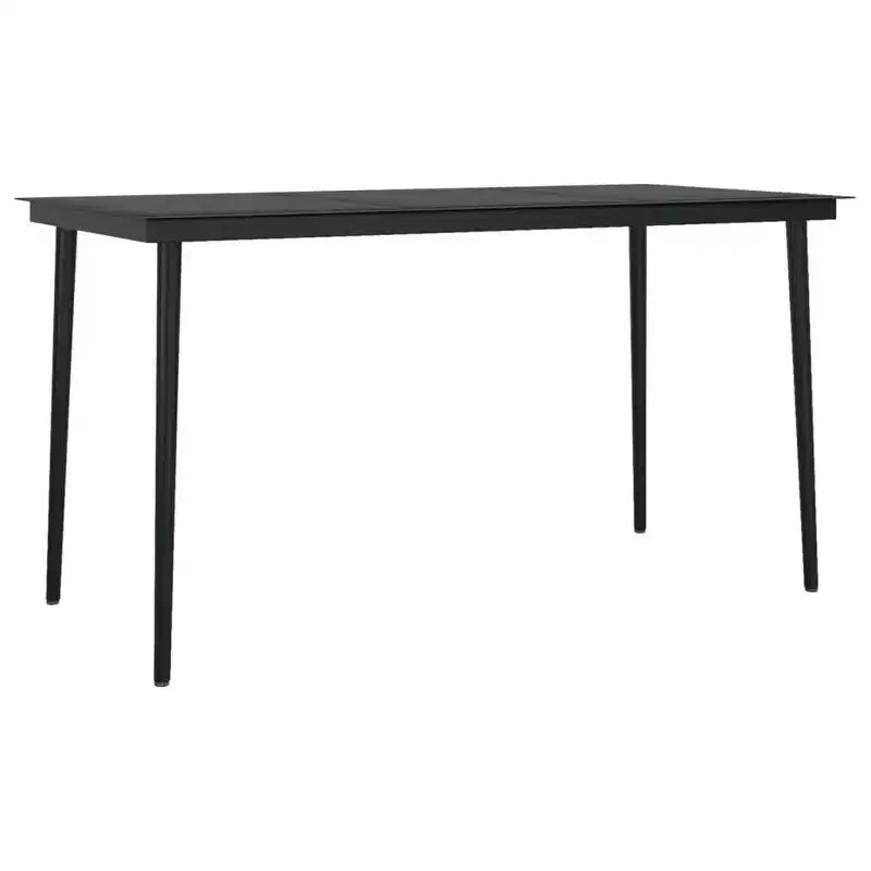 vidaXL Salon de jardin noir en résine tressée, acier thermolaqué, verre - gris - Longueur de la table 140 cm - 4 articles