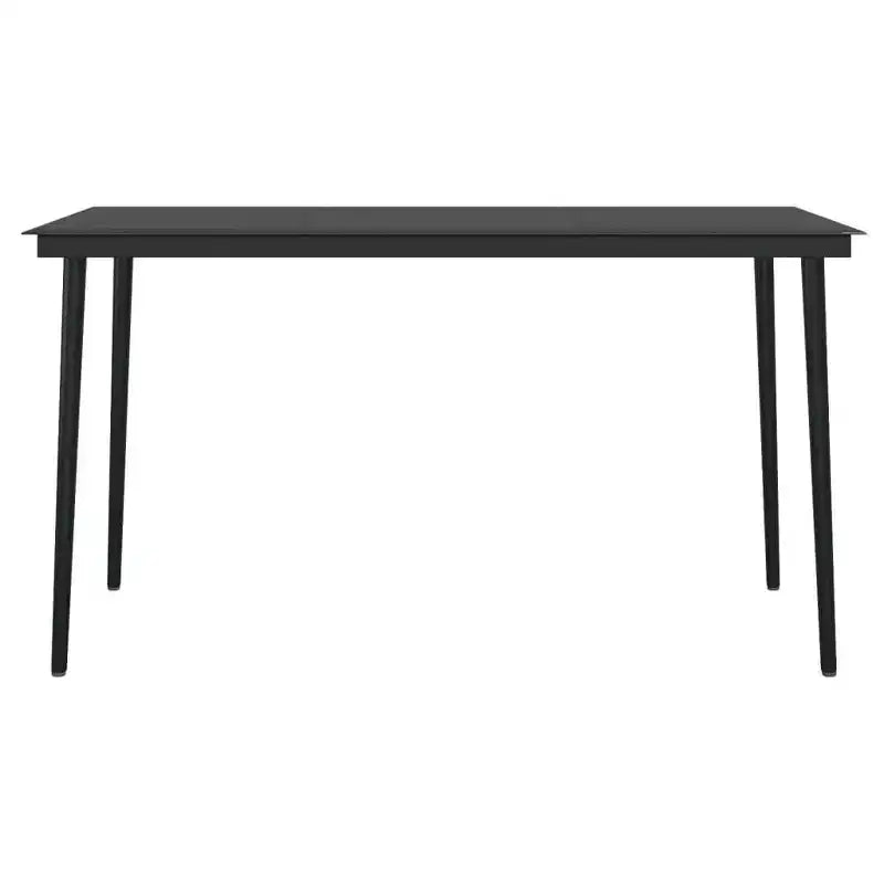 vidaXL Salon de jardin noir en résine tressée, acier thermolaqué, verre - gris - Longueur de la table 140 cm - 4 articles