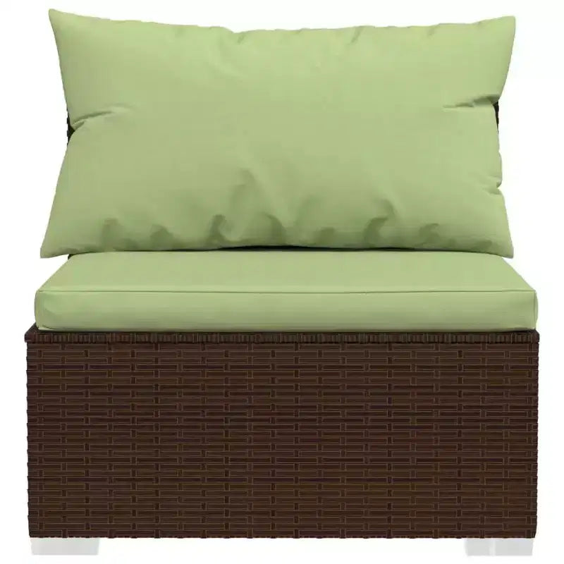 vidaXL Salon de jardin marron avec coussins verts