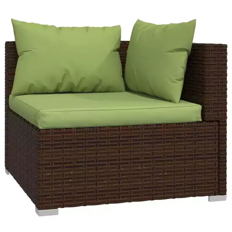 vidaXL Salon de jardin marron avec coussins verts