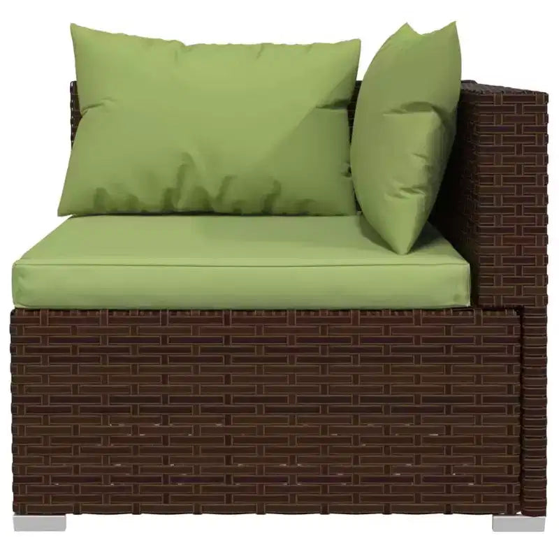 vidaXL Salon de jardin marron avec coussins verts