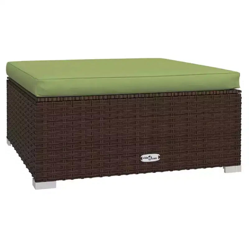 vidaXL Salon de jardin marron avec coussins verts