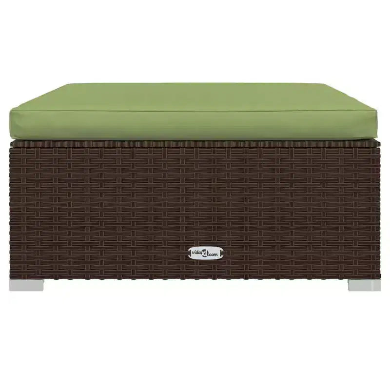 vidaXL Salon de jardin marron avec coussins verts