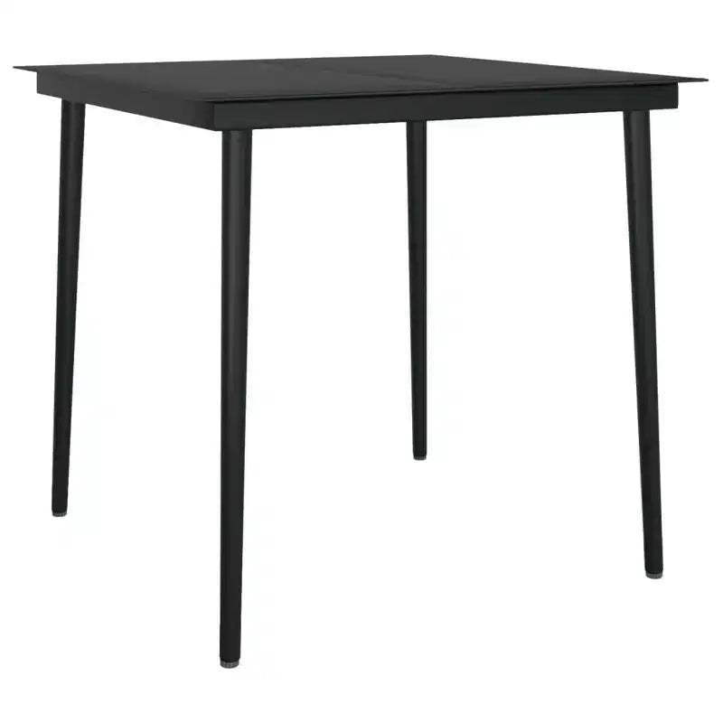 vidaXL Ensemble de salle à manger d'extérieur 3 pièces noir avec chaises en rotin PE et plateau de table en verre, salon de jardin avec cadres en acier robustes enduits de poudre