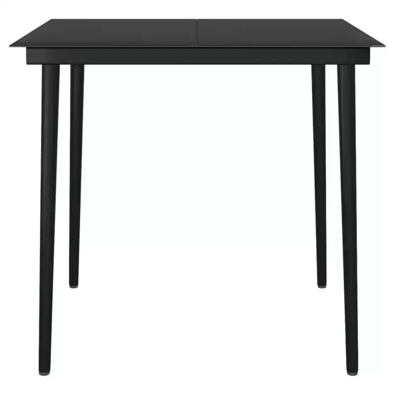 vidaXL Ensemble de salle à manger d'extérieur 3 pièces noir avec chaises en rotin PE et plateau de table en verre, salon de jardin avec cadres en acier robustes enduits de poudre