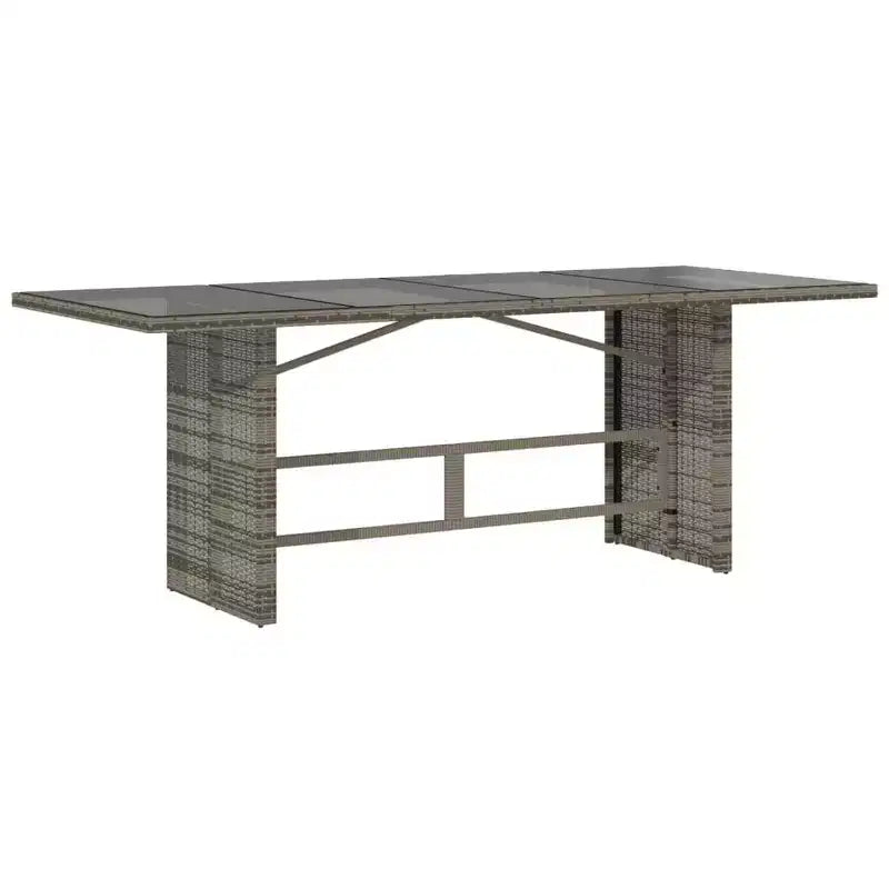 vidaXL Ensemble repas de jardin 7 pièces en résine tressée – Chaises inclinables réglables, table en verre trempé, coussins lavables gris et bleu marine