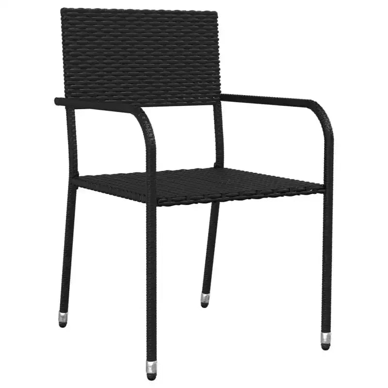 vidaXL Salon de jardin noir en résine tressée, acier et verre trempé - Longueur de table 80 cm, 4 pièces