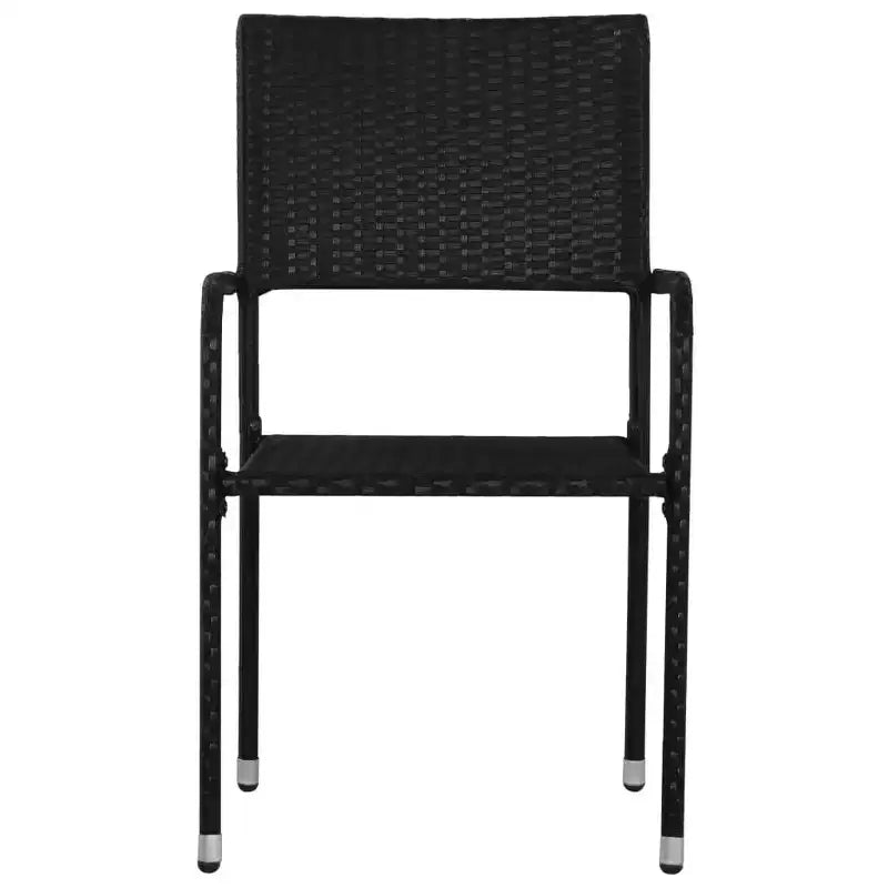 vidaXL Salon de jardin noir en résine tressée, acier et verre trempé - Longueur de table 80 cm, 4 pièces