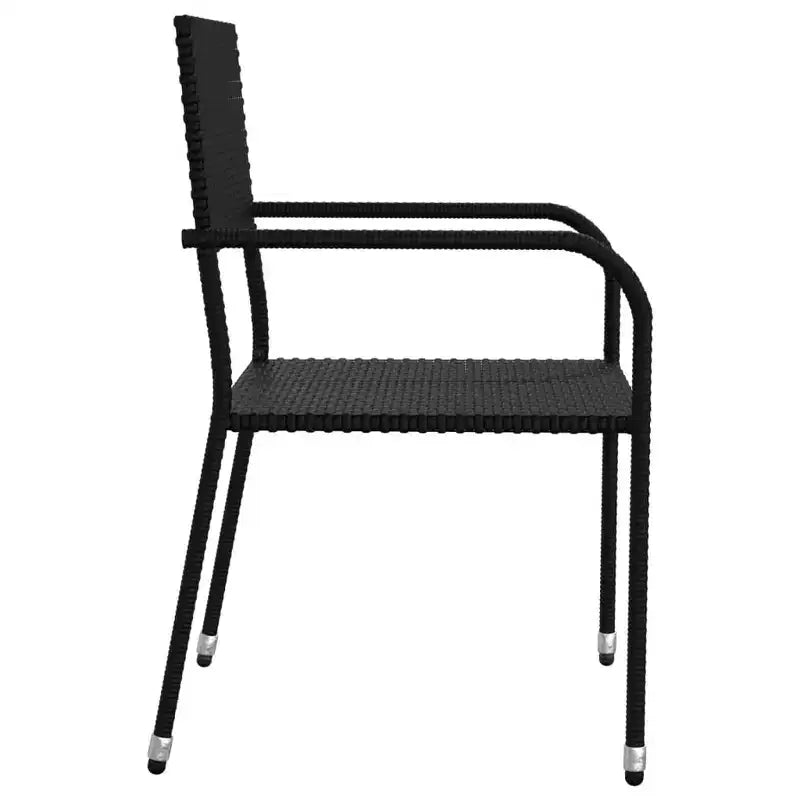 vidaXL Salon de jardin noir en résine tressée, acier et verre trempé - Longueur de table 80 cm, 4 pièces