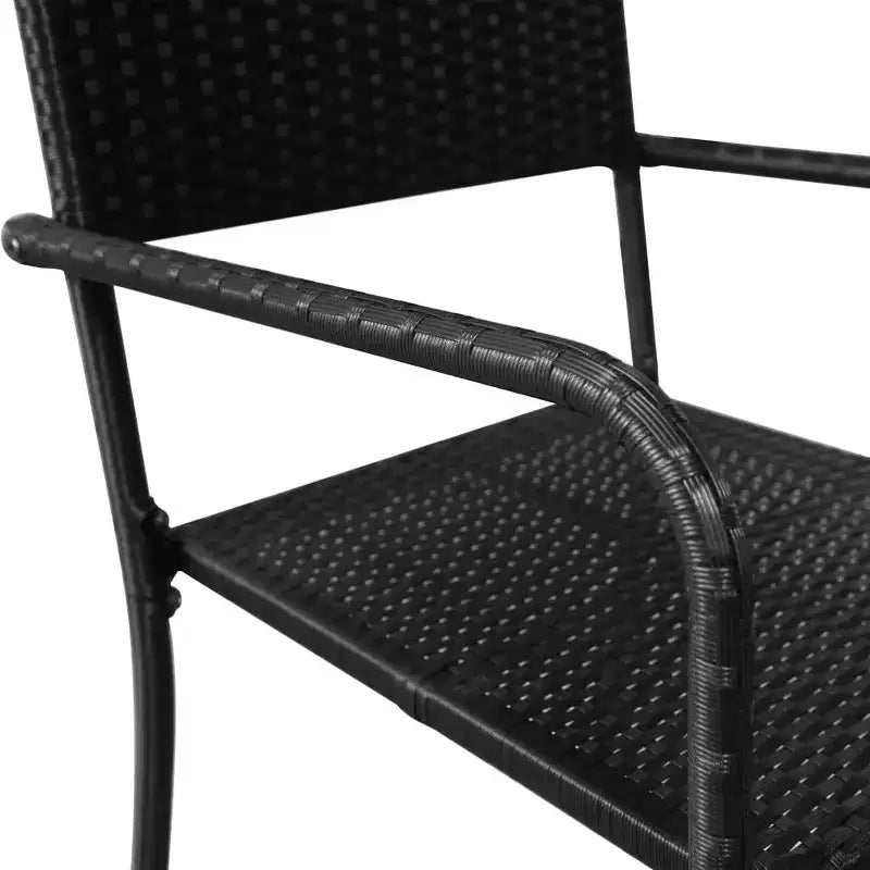vidaXL Salon de jardin noir en résine tressée, acier et verre trempé - Longueur de table 80 cm, 4 pièces