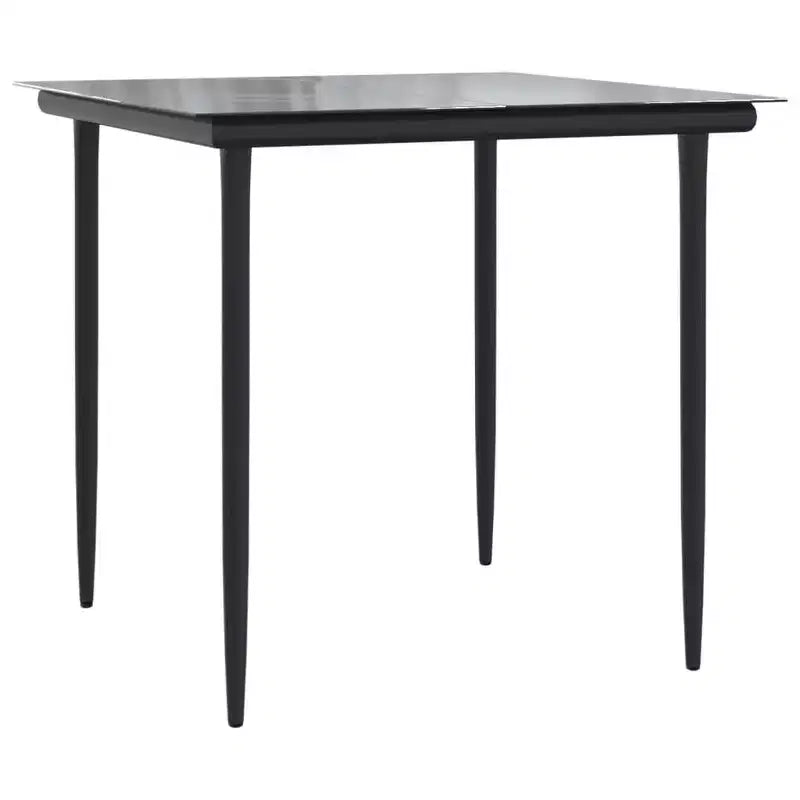 vidaXL Salon de jardin noir en résine tressée, acier et verre trempé - Longueur de table 80 cm, 4 pièces