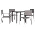 vidaXL Patio Dining Set Table and Chair Gray and Black Poly Rattan and Steel - 31.5 Table Length 4 Items