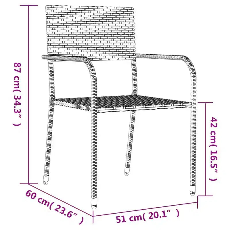 vidaXL Ensemble de salle à manger d'extérieur Table et chaises rotin synthétique et acier gris et noir - Longueur de la table 80 cm 4 articles