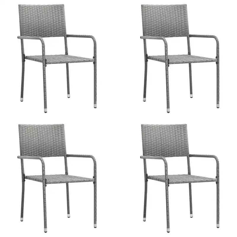 vidaXL Ensemble de salle à manger d'extérieur Table et chaises rotin synthétique et acier gris et noir - Longueur de la table 80 cm 4 articles