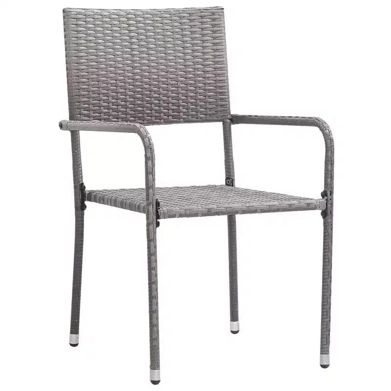 vidaXL Ensemble de salle à manger d'extérieur Table et chaises rotin synthétique et acier gris et noir - Longueur de la table 80 cm 4 articles