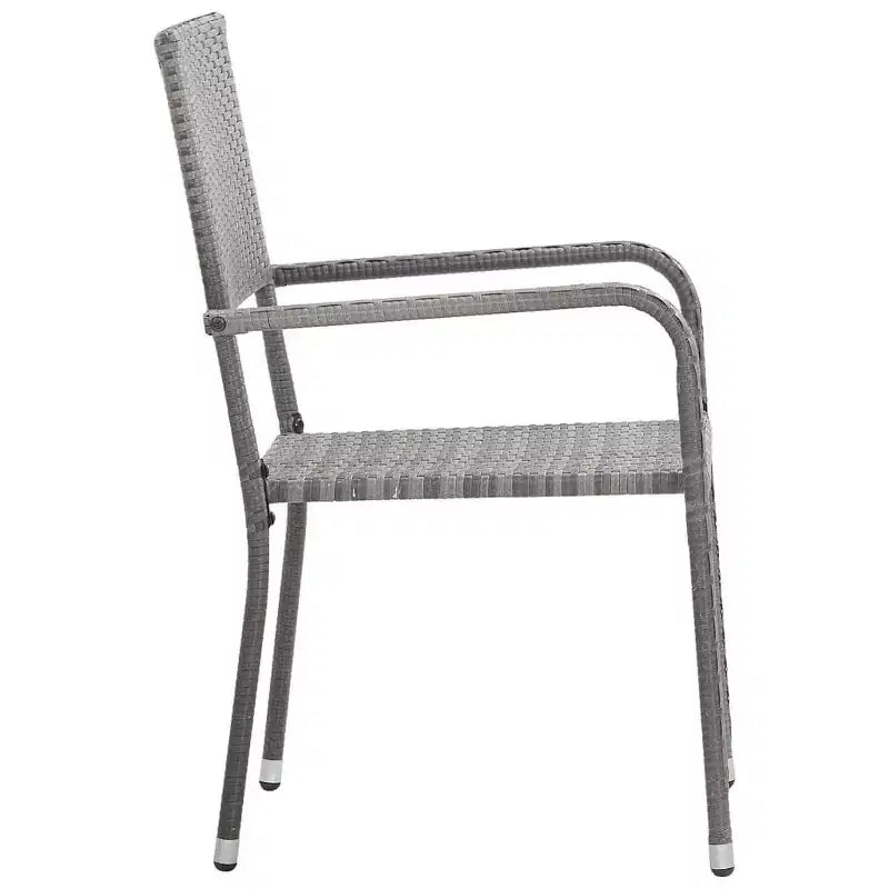 vidaXL Ensemble de salle à manger d'extérieur Table et chaises rotin synthétique et acier gris et noir - Longueur de la table 80 cm 4 articles