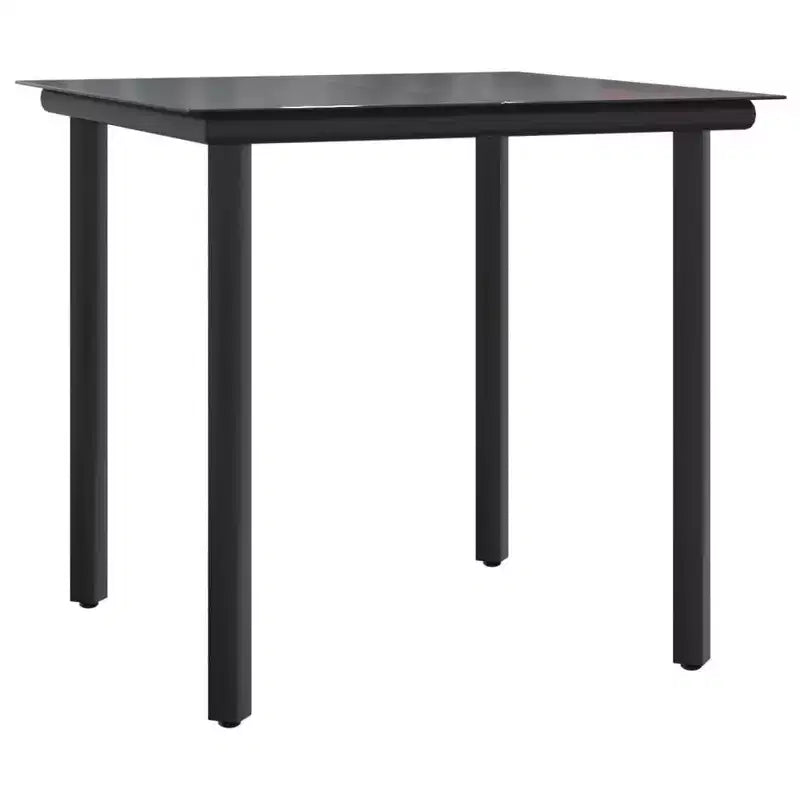 vidaXL Ensemble de salle à manger d'extérieur Table et chaises rotin synthétique et acier gris et noir - Longueur de la table 80 cm 4 articles