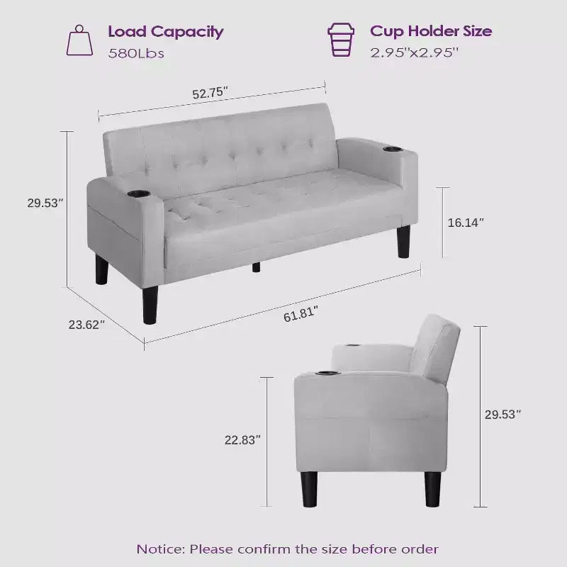 TYBOATLE Canapé 3 places, canapé moderne en lin, ensemble 2 pièces (causeuse et fauteuil) avec sièges profonds pour salon, gris clair