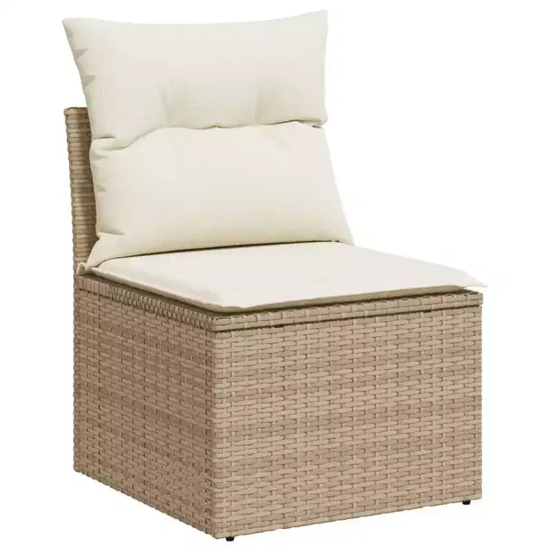 vidaXL Salon de jardin beige en résine tressée Grand canapé modulable d'extérieur