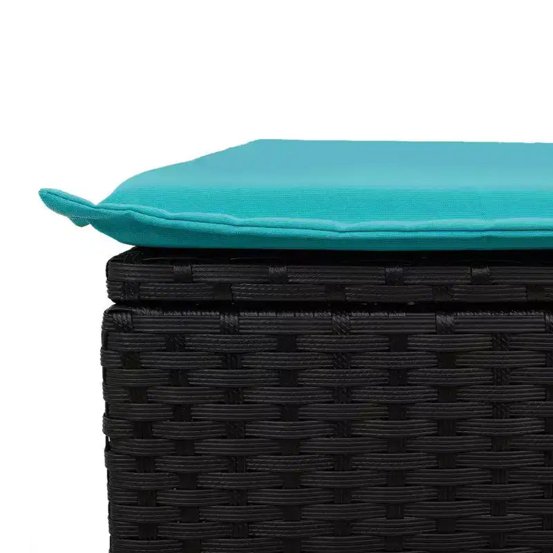 vidaXL Salon de jardin 9 pcs avec coussins Noir Résine tressée - Noir et bleu