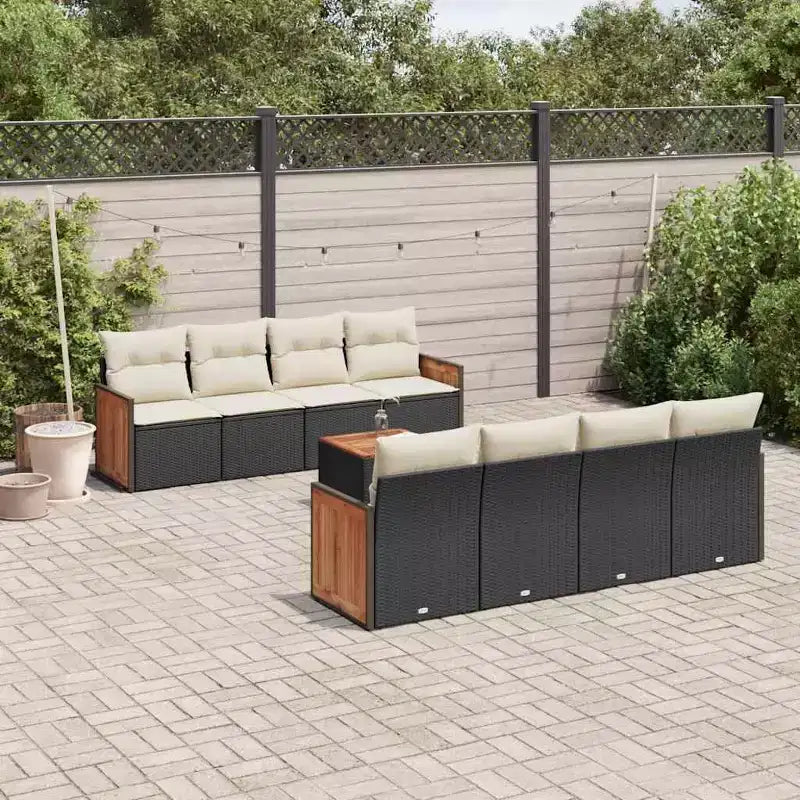 vidaXL Salon de jardin modulaire en rotin PE noir et blanc crème
