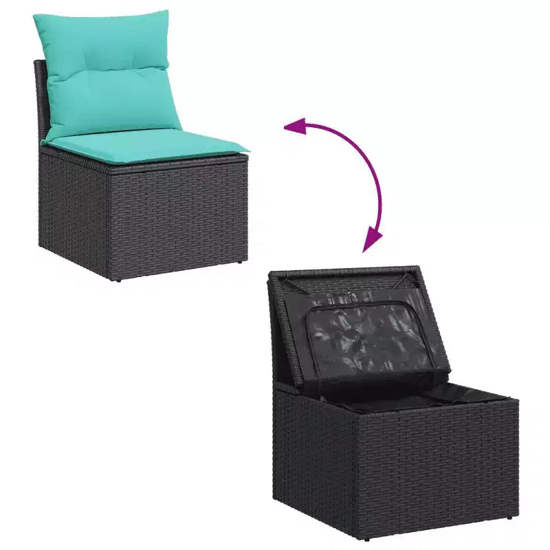 vidaXL Salon de jardin noir, bleu