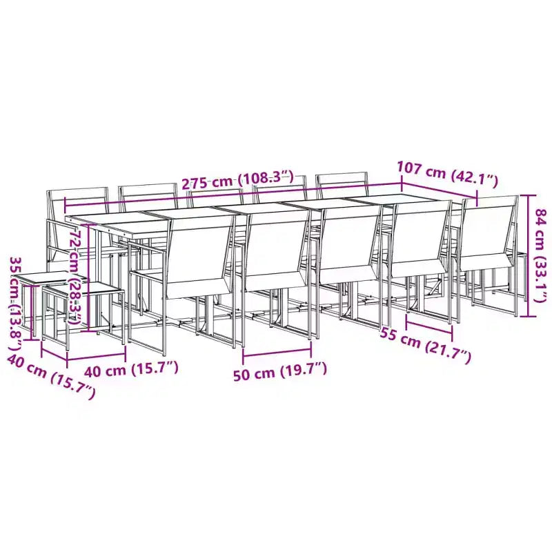 vidaXL Ensemble de salle à manger de jardin Table et chaises Meubles d'extérieur Tissu textilène Noir