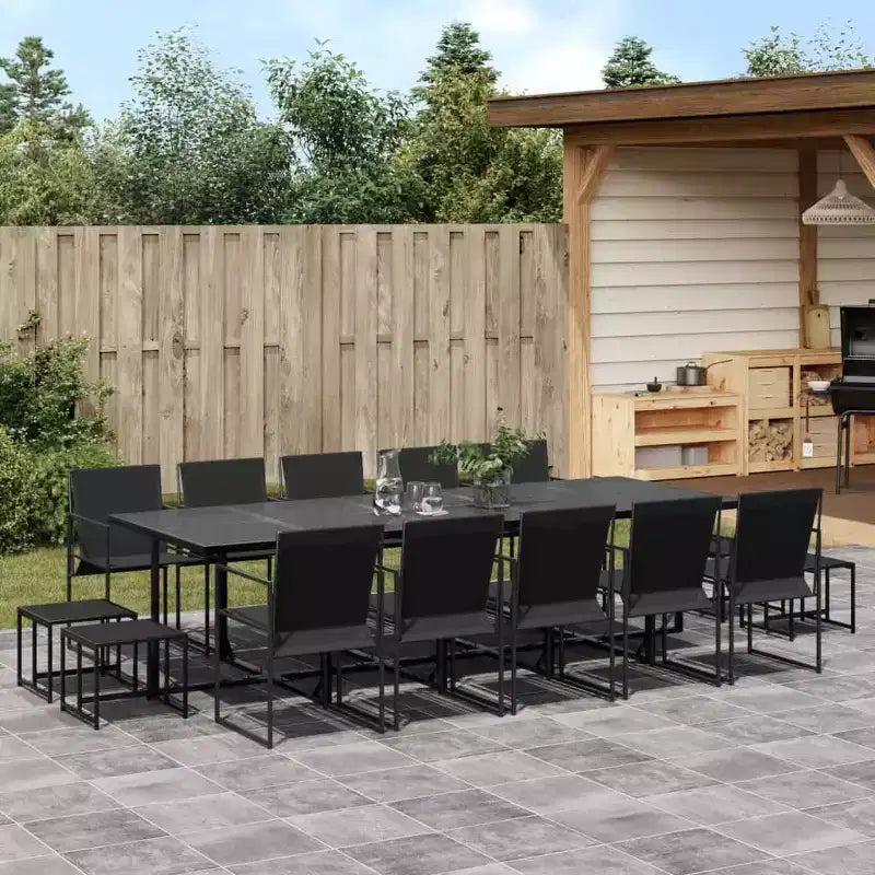 vidaXL Ensemble de salle à manger de jardin Table et chaises Meubles d'extérieur Tissu textilène Noir
