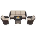 UPTIOT Outdoor Wicker Patio Conversation Furniture Set with Optional Fire Pit Table