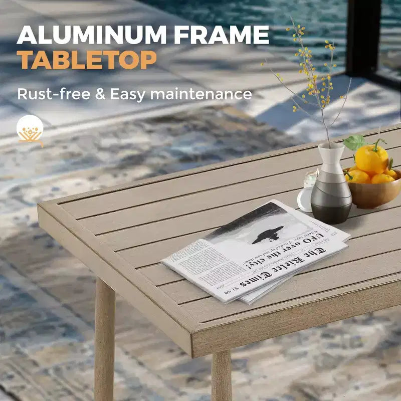 HAPPATIO Ensemble de conversation de jardin 6 pièces en aluminium avec 1 causeuse, table basse, 2 fauteuils pivotants et repose-pieds