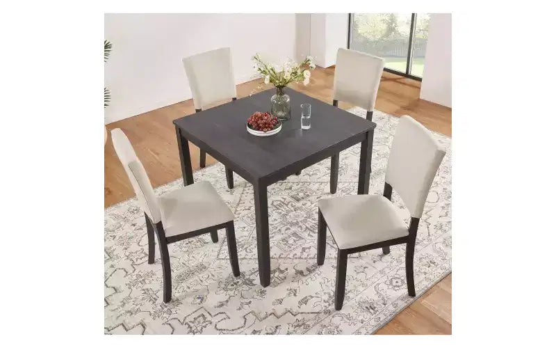 GDFStudio Amelia Ensemble de salle à manger carré 5 pièces avec 4 chaises rembourrées
