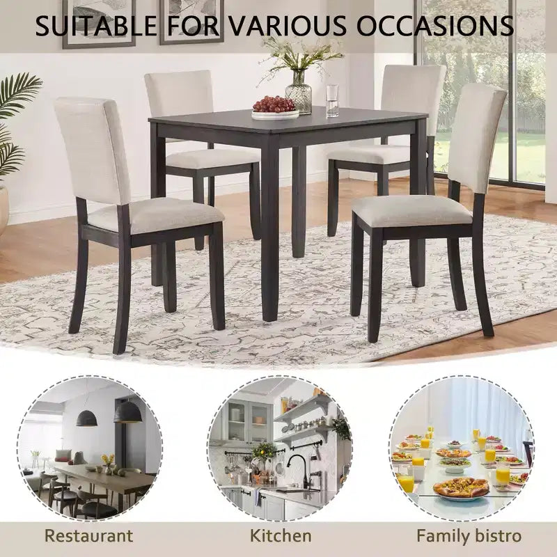 GDFStudio Amelia Ensemble de salle à manger carré 5 pièces avec 4 chaises rembourrées