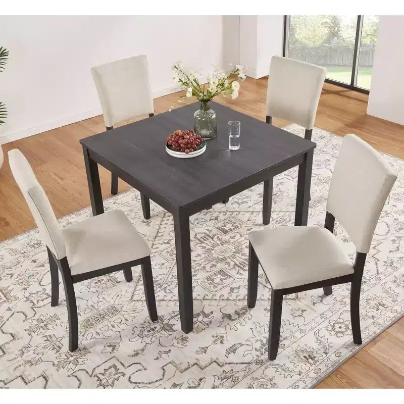 GDFStudio Amelia Ensemble de salle à manger carré 5 pièces avec 4 chaises rembourrées