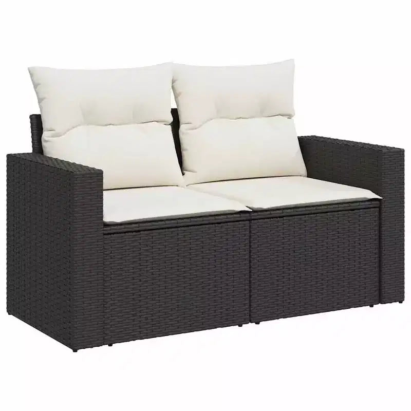 vidaXL Salon de jardin noir en résine tressée 8 pièces modulables