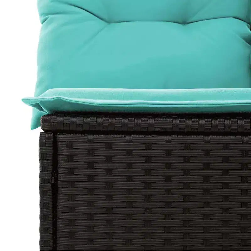 vidaXL Salon de jardin 9 pièces avec coussins Noir et bleu résine tressée