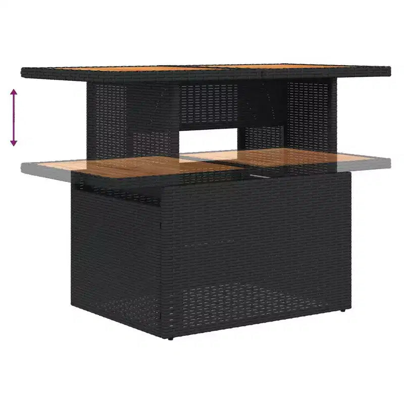 vidaXL Salon de jardin 9 pièces avec coussins Noir et bleu résine tressée