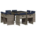 vidaXL Patio Dining Set Set of 8 Gray