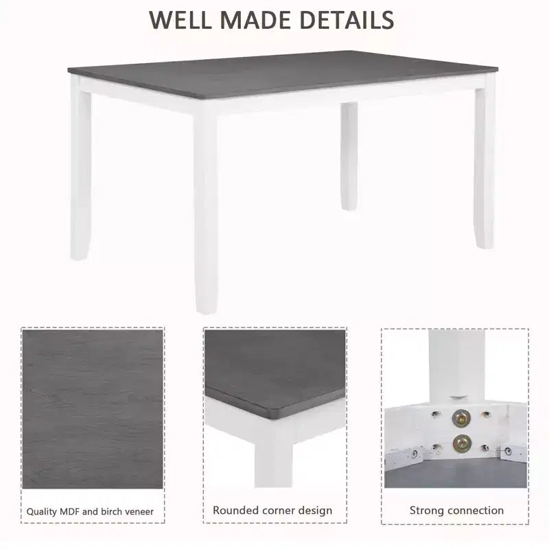 Ensemble de salle à manger GDFStudio Alvarez moderne 6 pièces avec chaises et banc rembourrés en bois d'hévéa et table de salle à manger rectangulaire