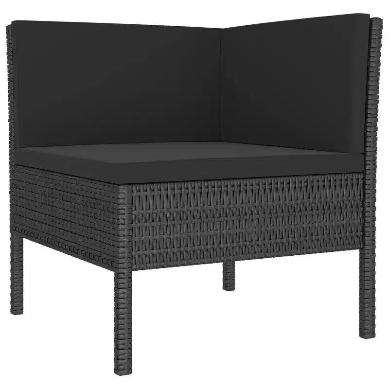 vidaXL Salon de jardin 8 pièces avec coussins, en rotin synthétique, résistant aux intempéries, structure en acier thermolaqué, design modulable, noir