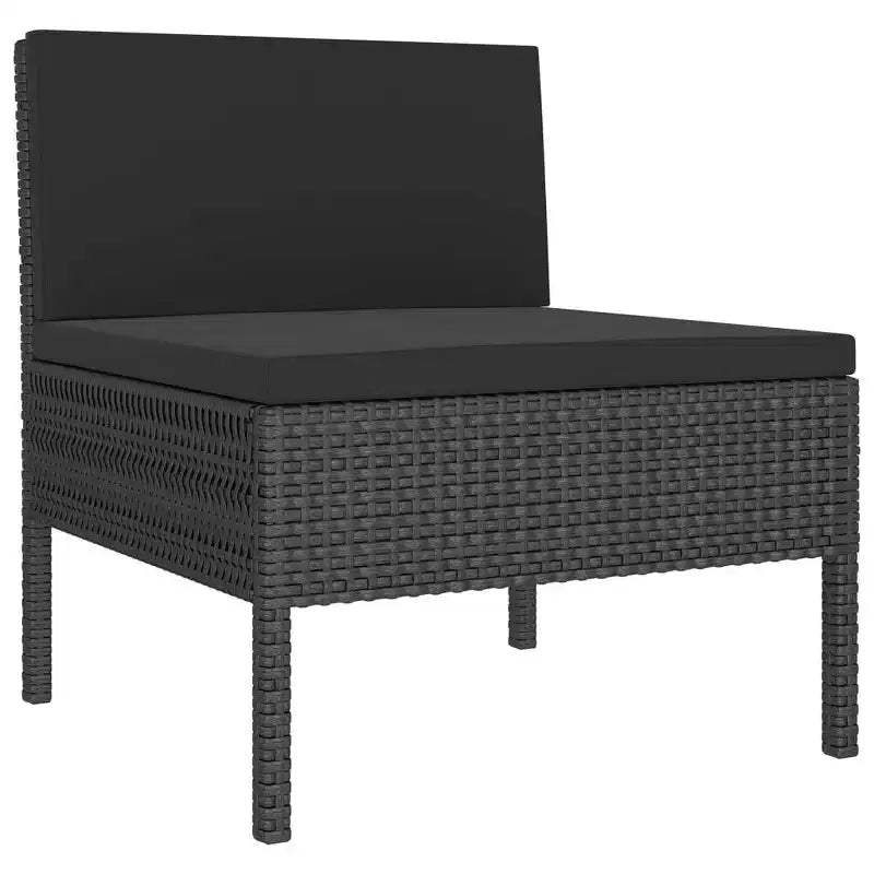 vidaXL Salon de jardin 8 pièces avec coussins, en rotin synthétique, résistant aux intempéries, structure en acier thermolaqué, design modulable, noir