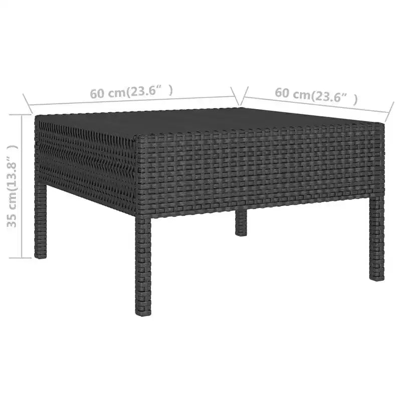 vidaXL Salon de jardin 8 pièces avec coussins, en rotin synthétique, résistant aux intempéries, structure en acier thermolaqué, design modulable, noir