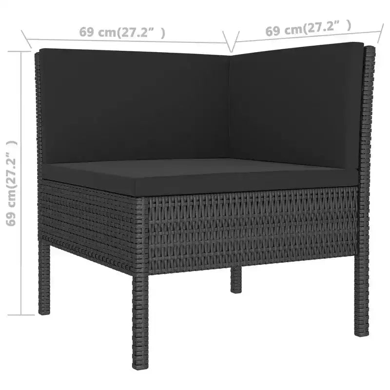 vidaXL Salon de jardin 8 pièces avec coussins, en rotin synthétique, résistant aux intempéries, structure en acier thermolaqué, design modulable, noir