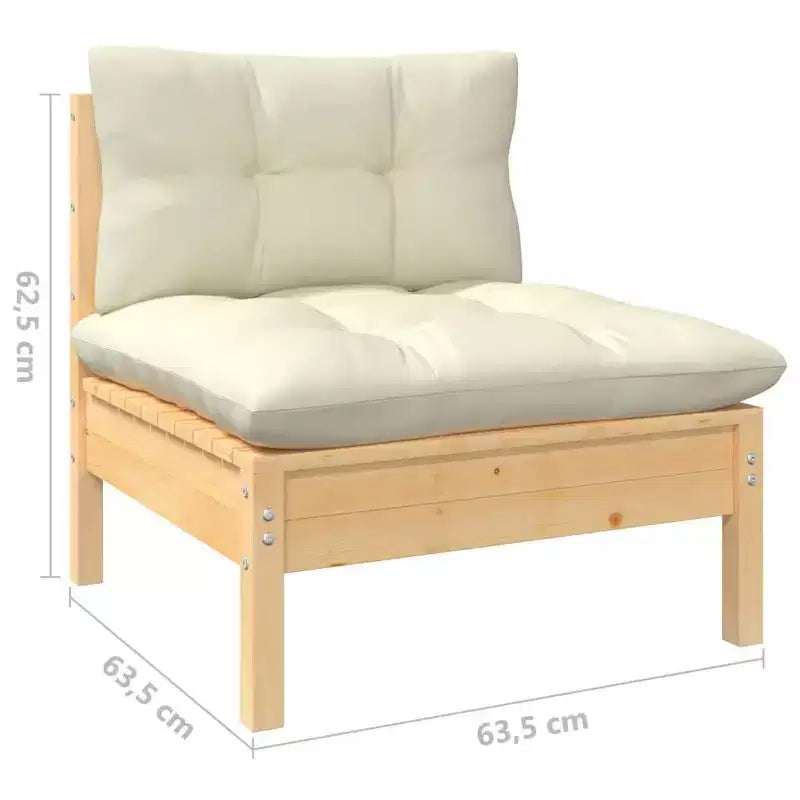 vidaXL Salon de jardin crème Bois de pin massif, 100 % polyester Standard