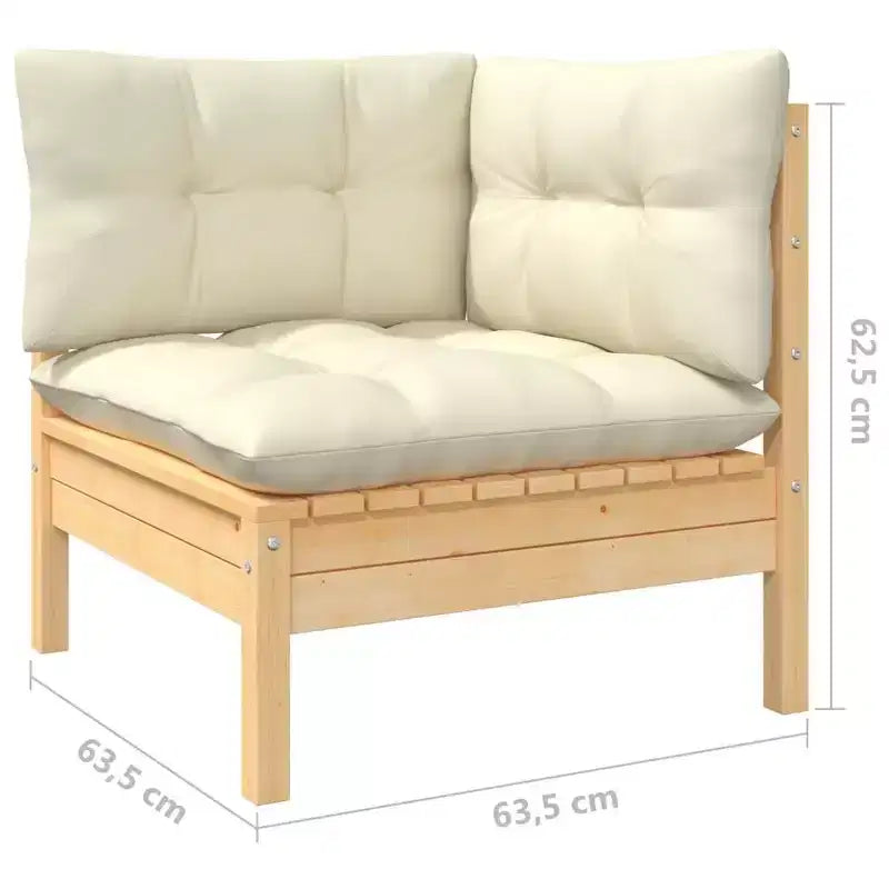 vidaXL Salon de jardin crème Bois de pin massif, 100 % polyester Standard